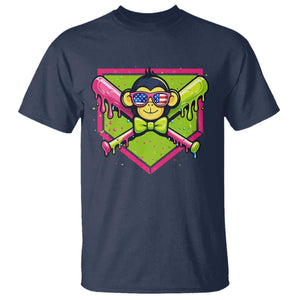 Party Monkey Baseball Drip Funny Animals Lover T Shirt TS11 Navy Print Your Wear