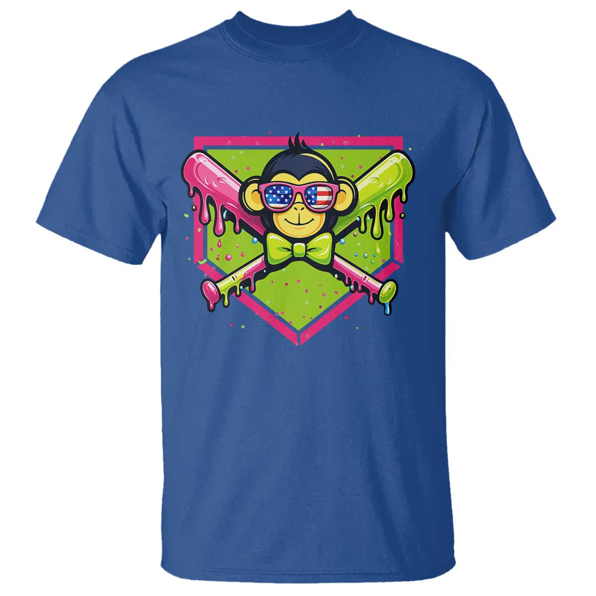 Party Monkey Baseball Drip Funny Animals Lover T Shirt TS11 Royal Blue Print Your Wear