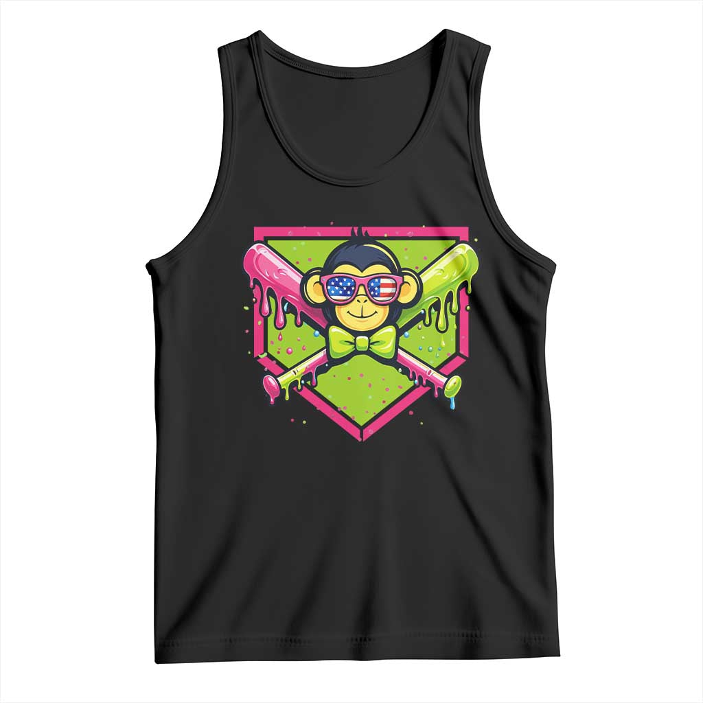 Party Monkey Baseball Drip Funny Animals Lover Tank Top TS11 Black Print Your Wear