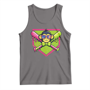 Party Monkey Baseball Drip Funny Animals Lover Tank Top TS11 Deep Heather Print Your Wear