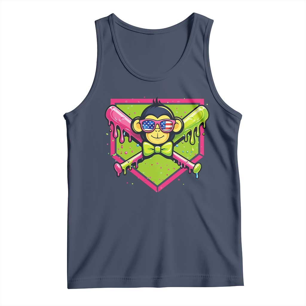 Party Monkey Baseball Drip Funny Animals Lover Tank Top TS11 Navy Print Your Wear