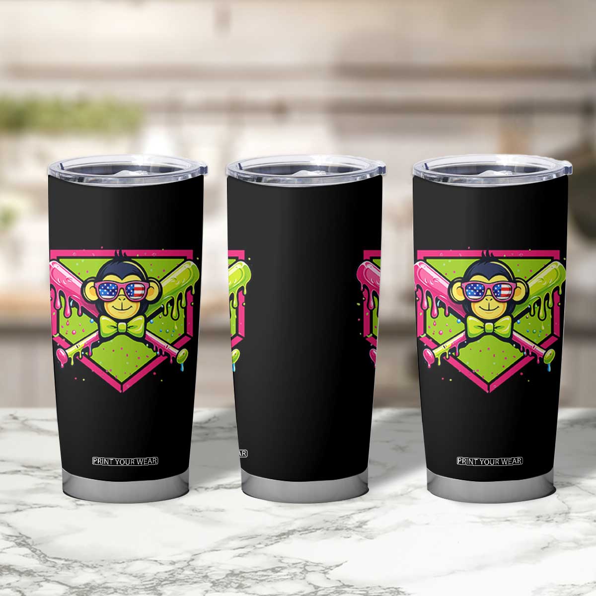 Party Monkey Baseball Drip Funny Animals Lover Tumbler Cup TS11 Print Your Wear