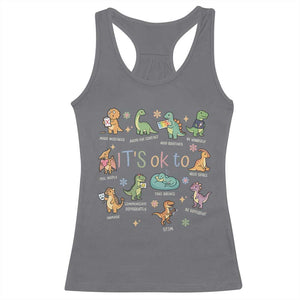 Dinosaur Autism Awareness Racerback Tank Top It Is Okay to Be Different Dino Lover TS11 Charcoal Print Your Wear