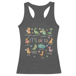 Dinosaur Autism Awareness Racerback Tank Top It Is Okay to Be Different Dino Lover TS11 Dark Heather Print Your Wear