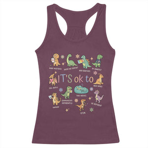 Dinosaur Autism Awareness Racerback Tank Top It Is Okay to Be Different Dino Lover TS11 Maroon Print Your Wear