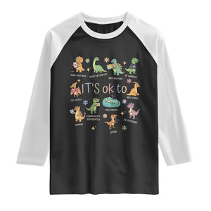 Dinosaur Autism Awareness Raglan Shirt It Is Okay to Be Different Dino Lover TS11 Black White Print Your Wear