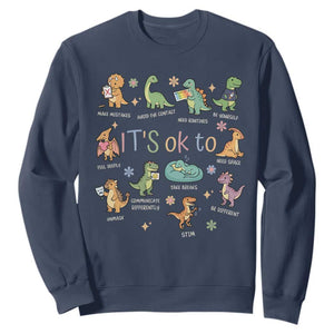 Dinosaur Autism Awareness Sweatshirt It Is Okay to Be Different Dino Lover TS11 Navy Print Your Wear