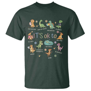 Dinosaur Autism Awareness T Shirt It Is Okay to Be Different Dino Lover TS11 Dark Forest Green Print Your Wear