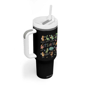Dinosaur Autism Awareness Tumbler With Handle It Is Okay to Be Different Dino Lover TS11 Print Your Wear