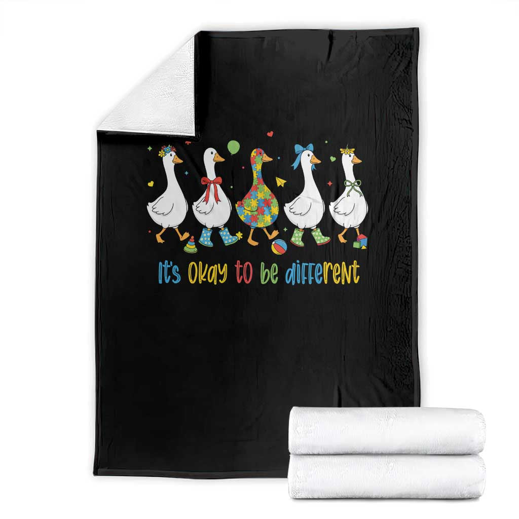 Funny Autistic Goose Throw Blanket It Is Okay To Be Different Autism Awareness TS11 Black Print Your Wear