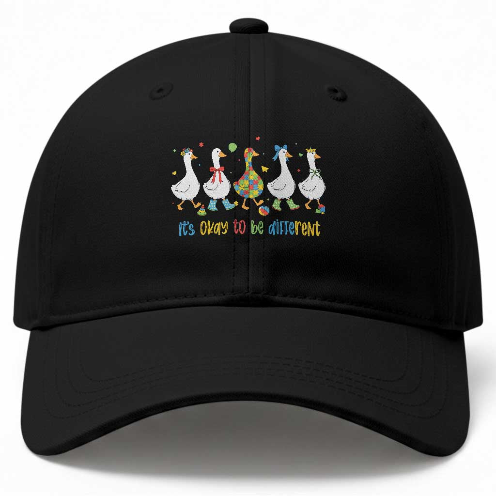 Funny Autistic Goose Baseball Cap It Is Okay To Be Different Autism Awareness TS11 Print Your Wear