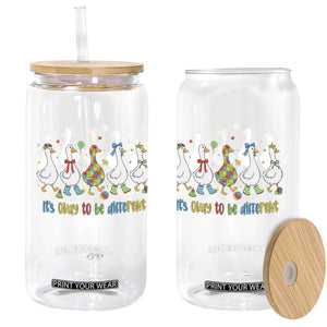 Funny Autistic Goose Glass Can It Is Okay To Be Different Autism Awareness TS11 Print Your Wear