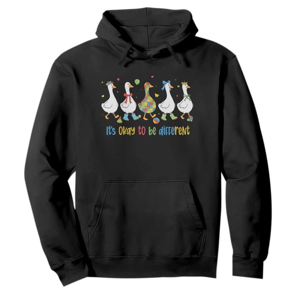 Funny Autistic Goose Hoodie It Is Okay To Be Different Autism Awareness TS11 Black Print Your Wear