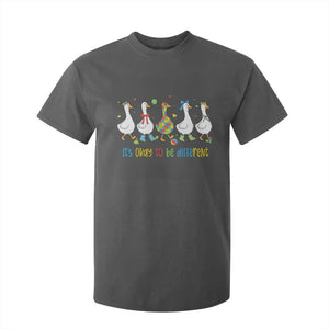 Funny Autistic Goose T Shirt For Kid It Is Okay To Be Different Autism Awareness TS11 Dark Heather Print Your Wear