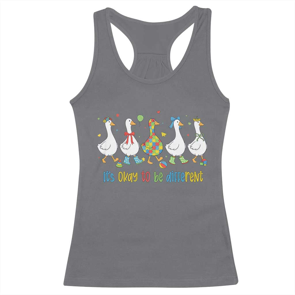 Funny Autistic Goose Racerback Tank Top It Is Okay To Be Different Autism Awareness TS11 Charcoal Print Your Wear