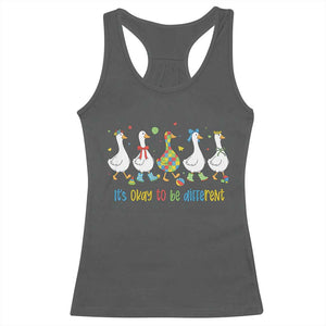 Funny Autistic Goose Racerback Tank Top It Is Okay To Be Different Autism Awareness TS11 Dark Heather Print Your Wear