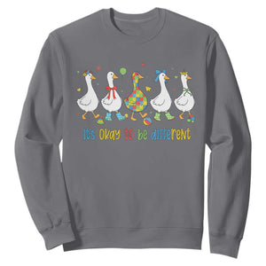 Funny Autistic Goose Sweatshirt It Is Okay To Be Different Autism Awareness TS11 Charcoal Print Your Wear