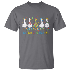 Funny Autistic Goose T Shirt It Is Okay To Be Different Autism Awareness TS11 Charcoal Print Your Wear