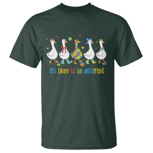 Funny Autistic Goose T Shirt It Is Okay To Be Different Autism Awareness TS11 Dark Forest Green Print Your Wear
