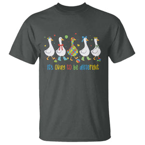Funny Autistic Goose T Shirt It Is Okay To Be Different Autism Awareness TS11 Dark Heather Print Your Wear