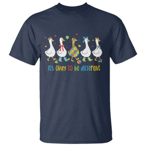 Funny Autistic Goose T Shirt It Is Okay To Be Different Autism Awareness TS11 Navy Print Your Wear