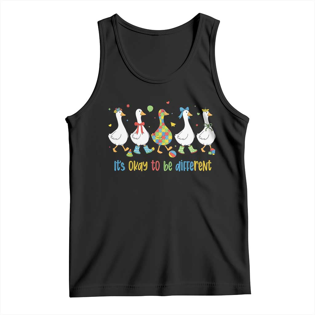 Funny Autistic Goose Tank Top It Is Okay To Be Different Autism Awareness TS11 Black Print Your Wear
