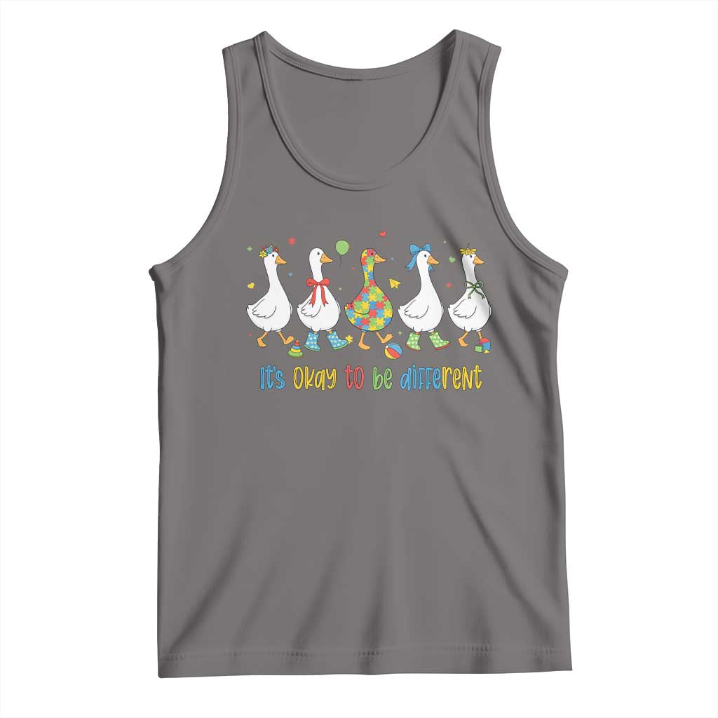 Funny Autistic Goose Tank Top It Is Okay To Be Different Autism Awareness TS11 Deep Heather Print Your Wear