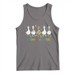 Funny Autistic Goose Tank Top It Is Okay To Be Different Autism Awareness TS11 Deep Heather Print Your Wear