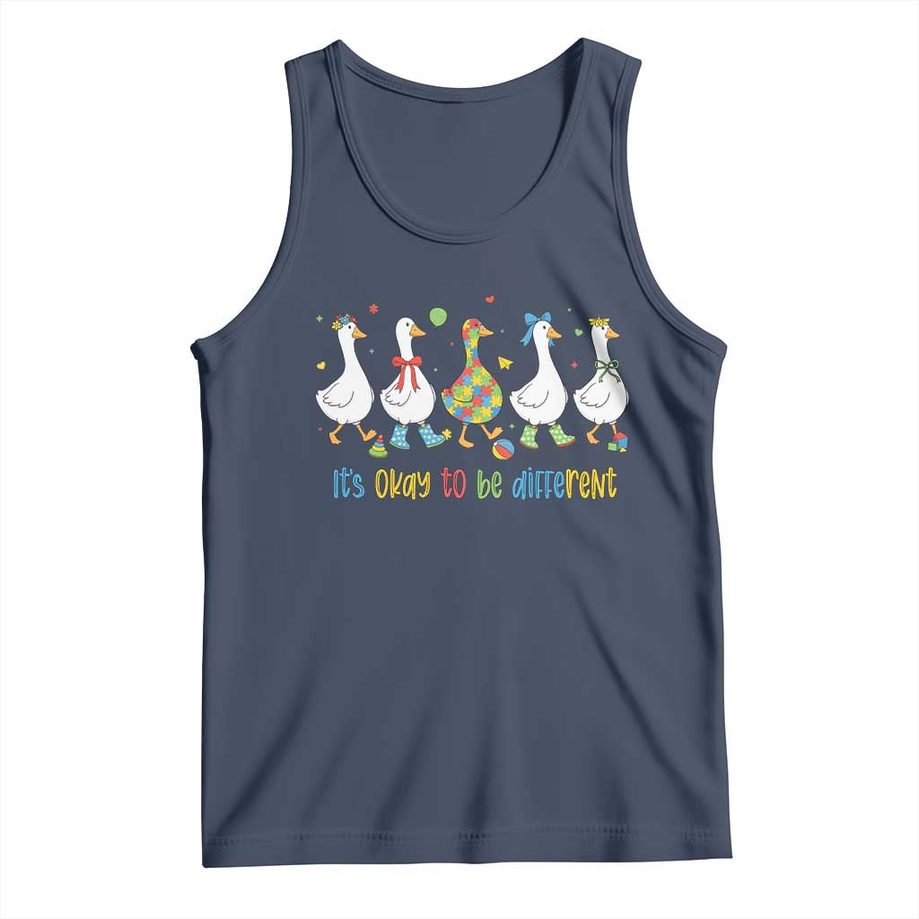 Funny Autistic Goose Tank Top It Is Okay To Be Different Autism Awareness TS11 Navy Print Your Wear