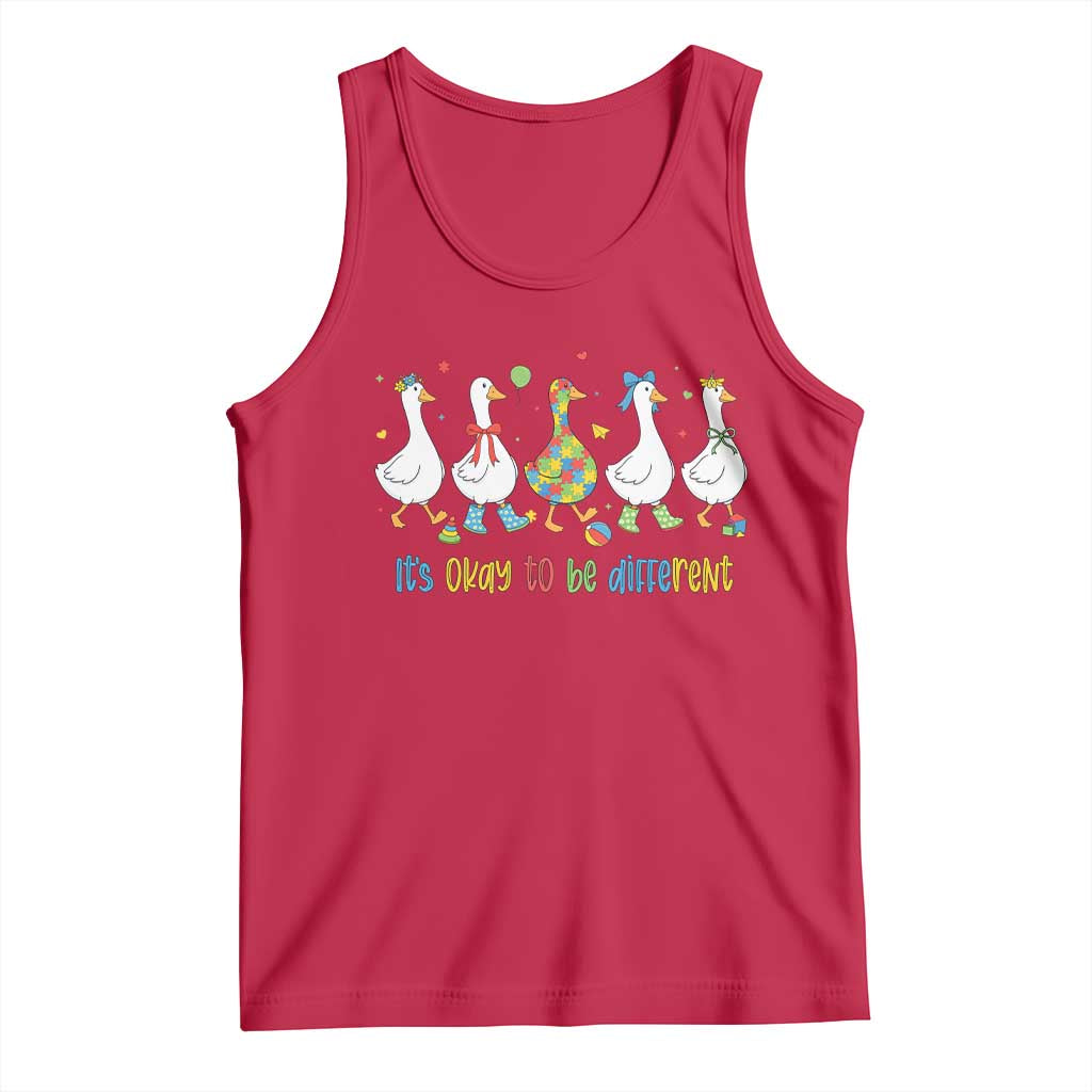 Funny Autistic Goose Tank Top It Is Okay To Be Different Autism Awareness TS11 Red Print Your Wear