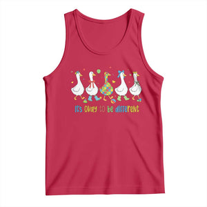 Funny Autistic Goose Tank Top It Is Okay To Be Different Autism Awareness TS11 Red Print Your Wear