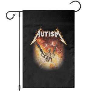 Autism Skeleton Funny Meme Garden Flag Fire Burning Flames TS11 Black Print Your Wear