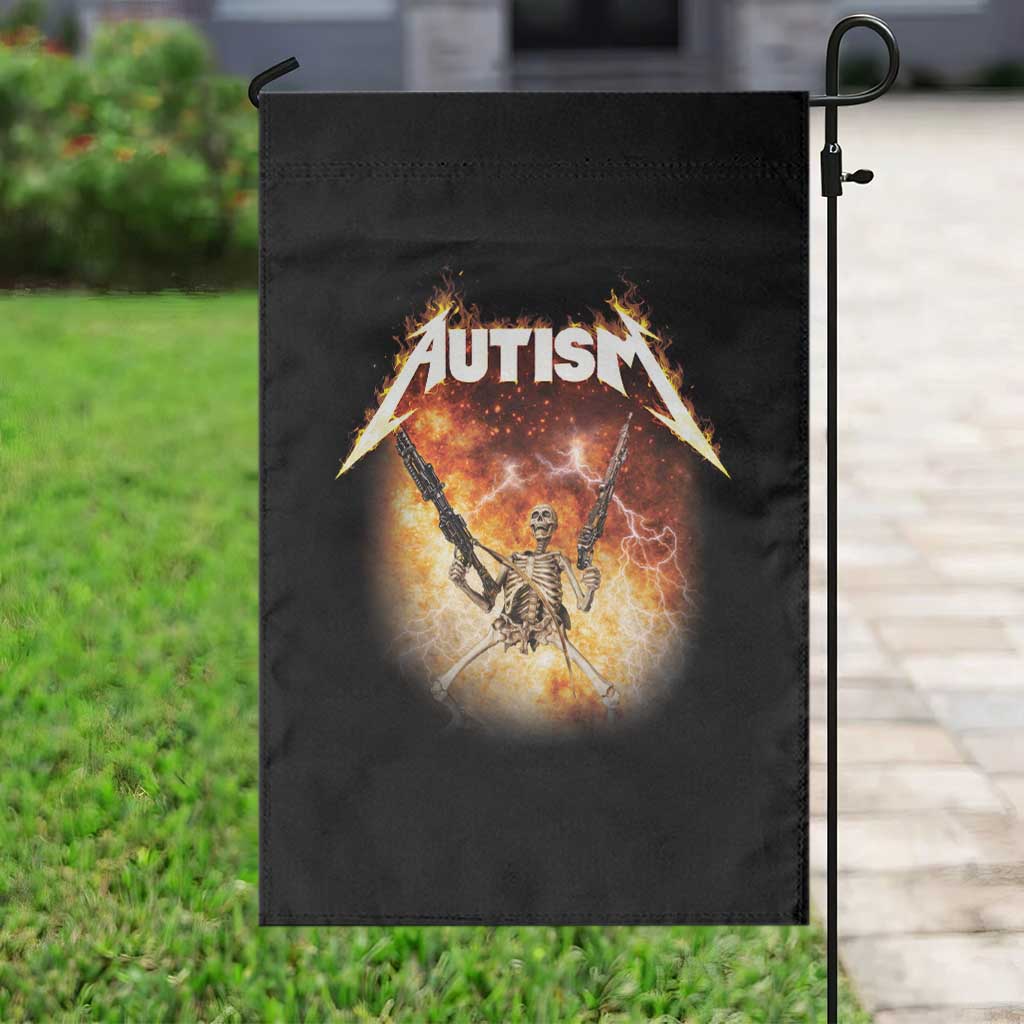 Autism Skeleton Funny Meme Garden Flag Fire Burning Flames TS11 Print Your Wear