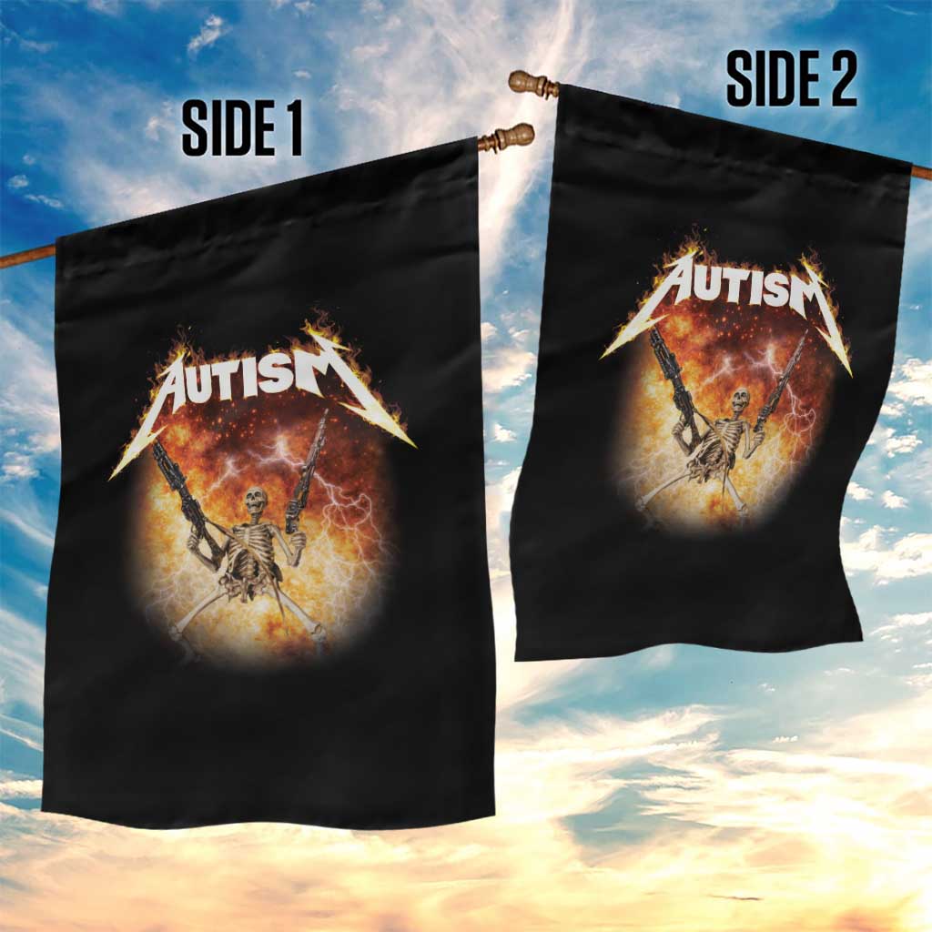 Autism Skeleton Funny Meme Garden Flag Fire Burning Flames TS11 Print Your Wear