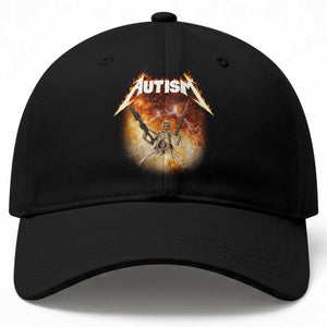Autism Skeleton Funny Meme Baseball Cap Fire Burning Flames TS11 Print Your Wear