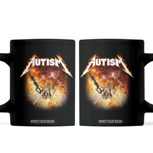Autism Skeleton Funny Meme Coffee Mug Fire Burning Flames TS11 Black Print Your Wear