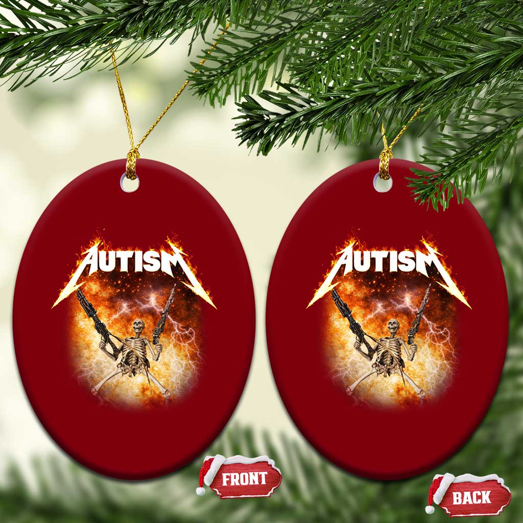 Autism Skeleton Funny Meme Ceramic Ornament Fire Burning Flames TS11 Print Your Wear