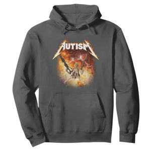 Autism Skeleton Funny Meme Hoodie Fire Burning Flames TS11 Dark Heather Print Your Wear