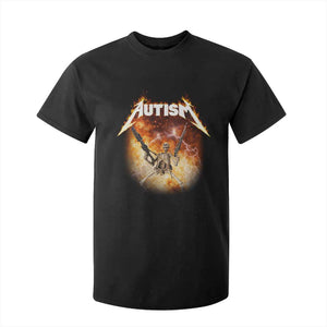 Autism Skeleton Funny Meme T Shirt For Kid Fire Burning Flames TS11 Black Print Your Wear