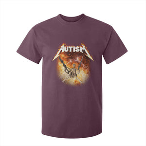 Autism Skeleton Funny Meme T Shirt For Kid Fire Burning Flames TS11 Maroon Print Your Wear