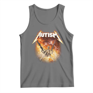 Autism Skeleton Funny Meme Tank Top Fire Burning Flames TS11 Black Heather Print Your Wear