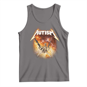 Autism Skeleton Funny Meme Tank Top Fire Burning Flames TS11 Deep Heather Print Your Wear