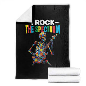 Autism Skeleton Rocker Throw Blanket I Rock The Spectrum Autism Awareness TS11 Black Print Your Wear