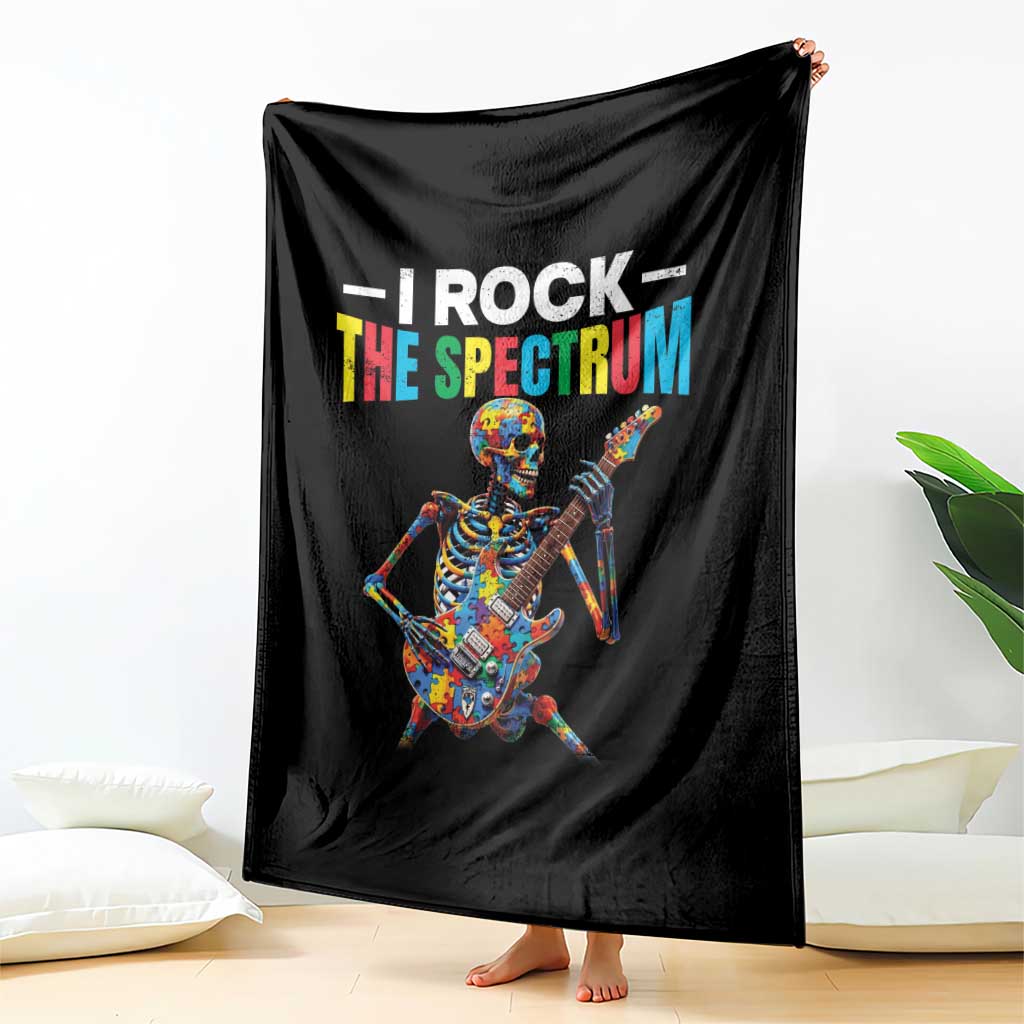 Autism Skeleton Rocker Throw Blanket I Rock The Spectrum Autism Awareness TS11 Print Your Wear