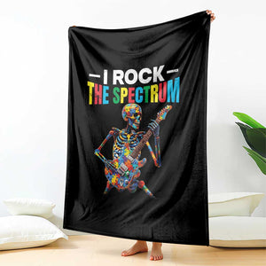 Autism Skeleton Rocker Throw Blanket I Rock The Spectrum Autism Awareness TS11 Print Your Wear