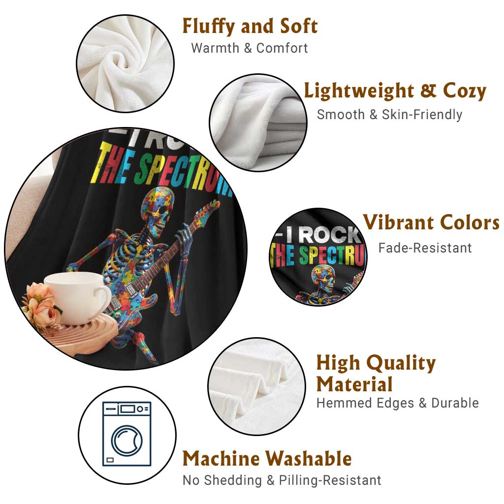 Autism Skeleton Rocker Throw Blanket I Rock The Spectrum Autism Awareness TS11 Print Your Wear