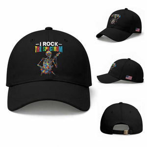 Autism Skeleton Rocker Baseball Cap I Rock The Spectrum Autism Awareness TS11 Baseball Cap Universal Fit Black Print Your Wear