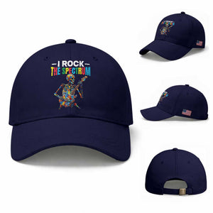 Autism Skeleton Rocker Baseball Cap I Rock The Spectrum Autism Awareness TS11 Baseball Cap Universal Fit Dark Blue Print Your Wear