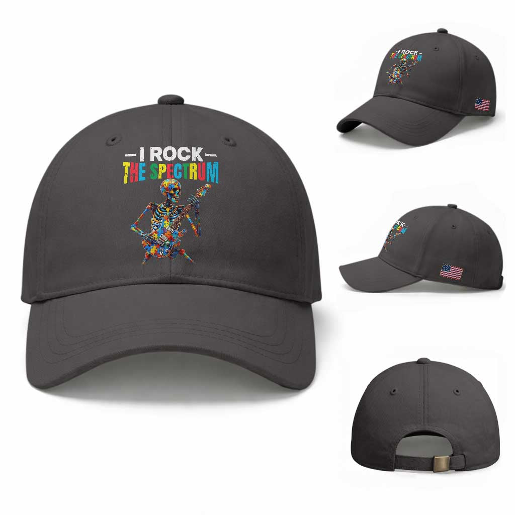 Autism Skeleton Rocker Baseball Cap I Rock The Spectrum Autism Awareness TS11 Baseball Cap Universal Fit Dark Gray Print Your Wear