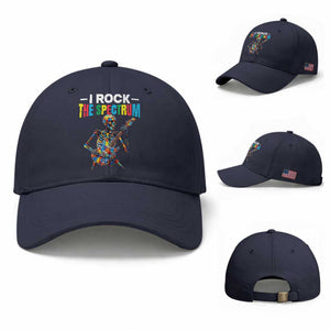 Autism Skeleton Rocker Baseball Cap I Rock The Spectrum Autism Awareness TS11 Baseball Cap Universal Fit Navy Print Your Wear